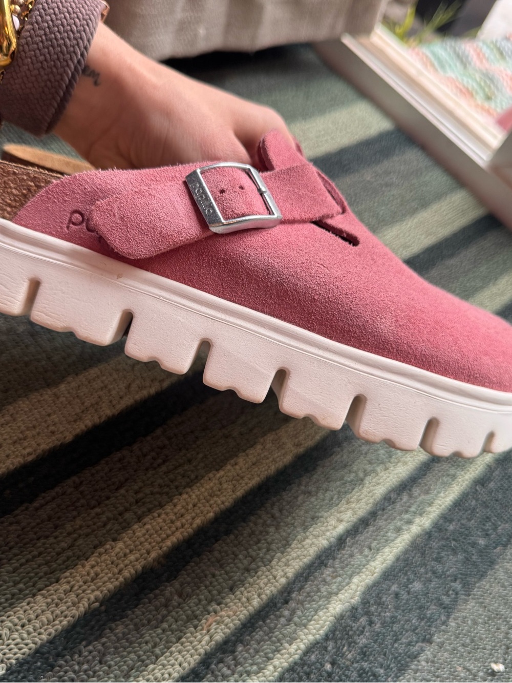 Birkenstock Papillio Pink Suede Clog Mules - Picture 7 of 9